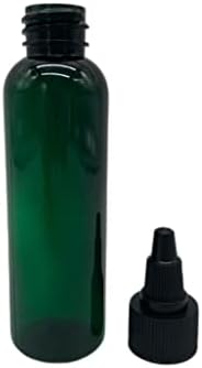 2 עוז בקבוקי פלסטיק ירוקים של קוסמו -12 אריזות בקבוק ריק למילוי חוזר-ללא שמנים אתריים - ארומתרפיה / כובע טוויסט שחור-תוצרת ארצות