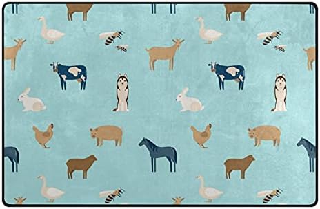 חיות משק חמודות חמודות שטיחים גדולים של שטיחים משתלת שטיח פליימאט לילדים משחק חדר שינה בחדר סלון 60x39 אינץ ', שטיח תפאורה