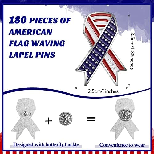 180 יחידות ארהב דגל פין אמריקאי דגל פטריוטית פין זיכרון יום פטריוטית מתנה ארהב דגל מנופף סרט דש תג עבור זיכרון