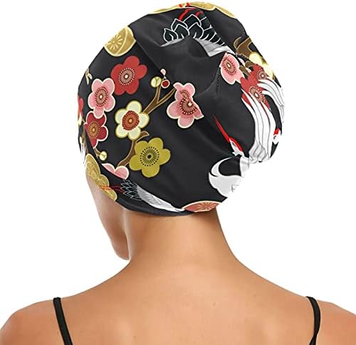 כובע עבודת זרעים כובע שינה כפיות מצנפת אדום שחור שחור ציפורי זהב פרח פרחוני וינטג