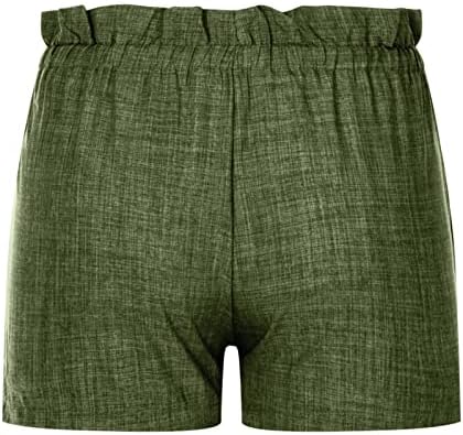מכנסי פשתן לנשים קיץ מזדמן מכנסיים קצרים מותניים קצרים רופפים מכנסיים קצרים נוחים נושמים