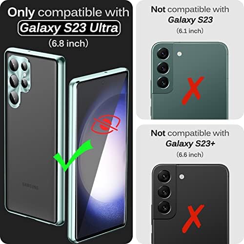 Miimall עבור Samsung Galaxy S23 Ultra Case עם מגן מסך פרטיות, S23 Ultra Case עם מגן מסך העדשות ומסגרת אלומיניום מסגרת