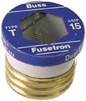 Bussmann BP/T-15 15 AMP סוג T-Delay-Delay-Element-Enement Edison Pluge Pluet Fuse, 125V UL ברשימה, חבילה של 2