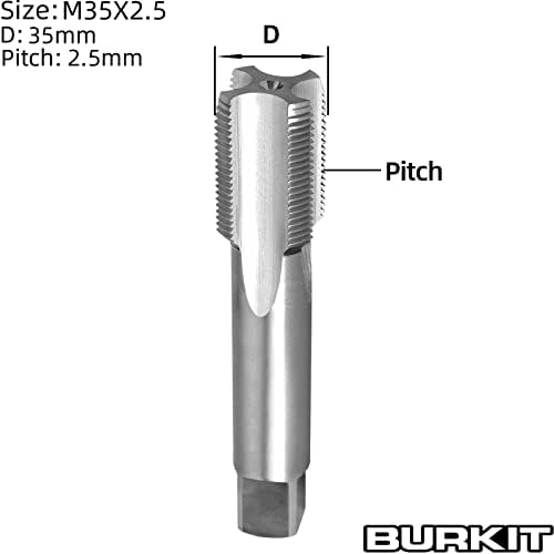 Burkit M35 x 2.5 חוט ברז על יד ימין, HSS M35 x 2.5 ברז מחורץ ישר ברז
