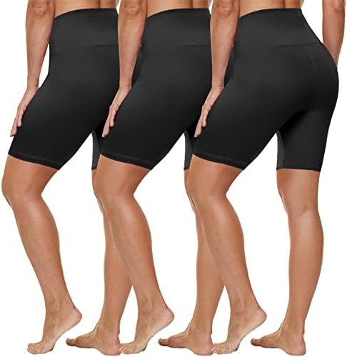 מכנסיים קצרים של אופנועים של HLTPRO 3 לנשים - מותניים גבוהים חמאה 8 מכנסי נשים קצרים לאימון, יוגה, ריצה