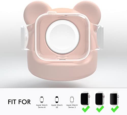 Afooyo Bear Tharger Stand Silicone Duck Bolder עבור Apple Watch Series 8/Ultra/SE2/7/6/SE/5/4/3/2/1, דוב IWatch טעינה,