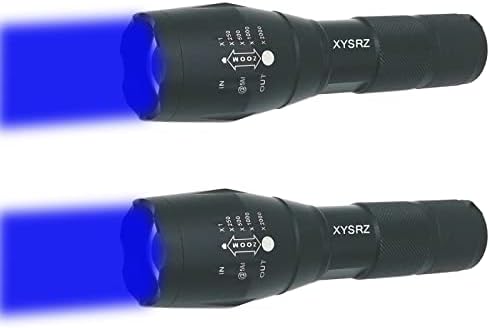 XYSRZ אור כחול פנס פנס יחיד מצב יחיד זום פנס LED כחול לציד דיג לילה, 2 חבילה