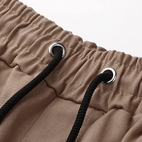 מכנסי מטען לגברים של Sopzxclim רזים מתאימים ישר רזים אמצע מותניים שרוך מכנסי בר לריצה אימון חיצוני ספורט 2023