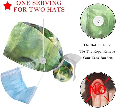 כובעים רפואיים של Lorvies לנשים עם כפתורים שיער ארוך, כובע עבודה מתכוונן 2 חלקים, ציור שמן אוגר חיות בר יער