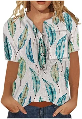 כפתור פתוח הנלי חולצה לנשים קיץ רופף בכושר קצר שרוול מקרית חולצות בכל רחבי גרפי בציר טי חולצה י2 קראט טוניקה