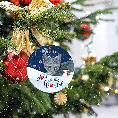 חרסינה עגולה קישוט לחג המולד שמחה לחתול העולמי ופלאק שלג קרמיקה קרמיקה חג המולד תלוי מזכרת מזכרת בהתאמה אישית לחג