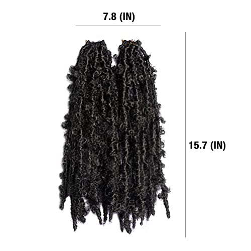 לוקי פרפר יקרים תוספות שיער סרוגות פי 6, מרקם רך שחור טבעי מעוות מראש, לוקי מצוקה בלולאה מראש, 12 אינץ', 1 ב