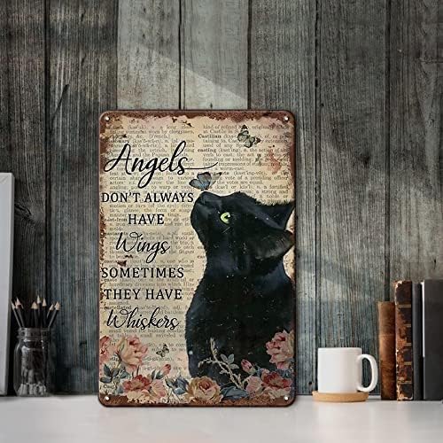 מתנות לזכר חתולים של חתול שחור שלטי מתכת וינטג