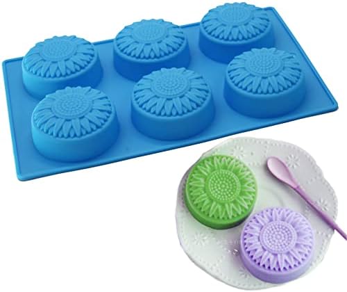 X-Haibei עגול חיננית פרחים סבון קרם קרם בר ג'לו Mooncake סיליקון עובש DIA. 3 אינץ ', 3oz לתא