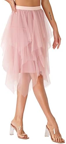 ג'יטה נשים אלגנטיות מותניים גבוהות חצאית טול בשכבות מותניים אלסטיות ריקוד מוצק חצאיות טוטו חצאית מידי