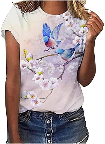 צמרות קיץ נשים, חולצות שיפוע לנשים שרוול קצר צוואר צוואר צוואר צוואר לנשים טרנדי 2023 חולצת אביב