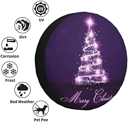 עץ סגול חג המולד 14 -17 כיסוי צמיג חילוף מודפס, מתאים למכוניות, משאיות, רכבי שטח, רכבי קמפינג וכו '