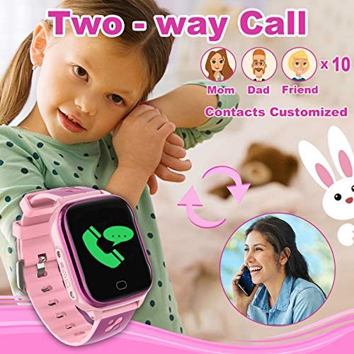 Luluddm ילדים חכמים טלפון שעון - IP67 עמיד למים שעון חכם בנות בנות עם מסך מגע 5 משחקים אזעקה מצלמה שיחה SOS - צפייה