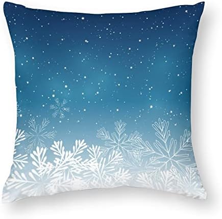 פתיתי שלג כחול חג המולד מרובע כרית מרובע כרית פוליאסטר כיסויים לזרוק כיסויי כריות לעיצוב ספה