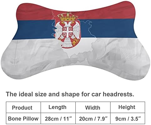 דגל סרביה עם מכונית מפה כרית צוואר של 2 כריות כריות ראש רכב בצורת עצם כרית למכונית נסיעה דקורטיבית ביתית