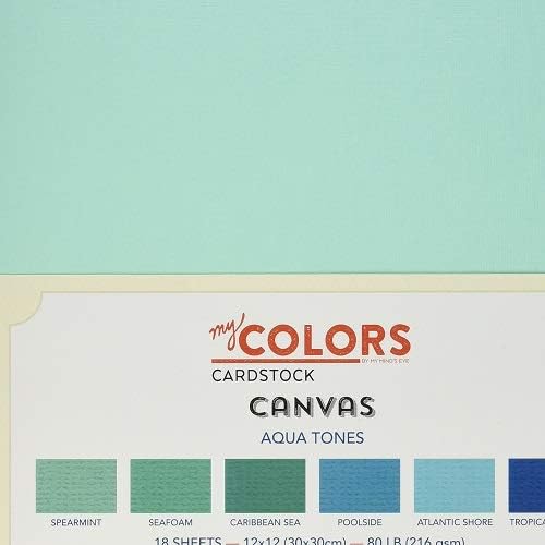 הצבעים שלי CANVAS CardStock צרור 12 X12 18/PKG, גווני אקווה