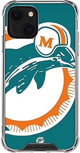 נרתיק טלפון שקוף תואם לאייפון 13-עיצוב לוגו רטרו של מיאמי דולפינס ברישיון רשמי