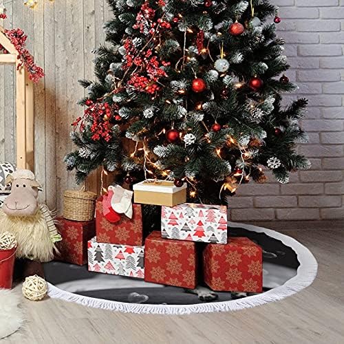 צ'יוואווה עם בועות לבבות מחצלת חצאיות עץ חג המולד עם קישוטים למסיבות חג לחוות ליל כל הקדושים 48 x48