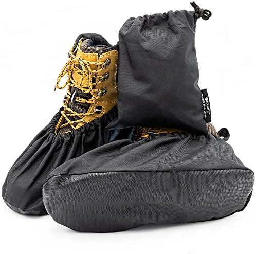 Yankirrri ™ שחור פרמיום מנוני כיסויי נעלי נעלי: 1 x זוגות של כיסויי נעליים רחיצים לשימוש חוזר ומכונה וכיסויי מגף +
