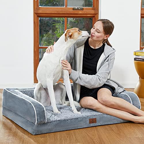 מיטות כלבים של יירוקה לכלבים גדולים במיוחד, קירור אפור מיטת כלבים גדולה, מיטת כלבים רחיצה עם רצועות סחרור, מיטת כלב קצף