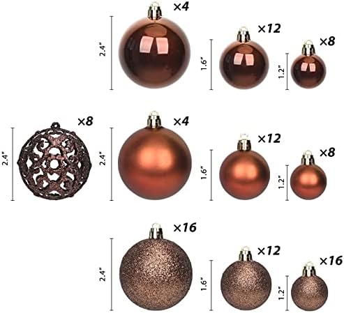 MeetXmas 100 יחידות כדורי עץ חג המולד קישוטים, קישוטים לכדור חג המולד לעץ חג המולד, קישוט עץ חג המולד תלוי אטום