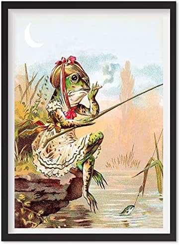 בציר בנג ' ו צפרדע אמנות פוסטר צפרדע ציור יצירתיות פוסטר ולהדפיס קיר אמנות תמונה לסלון עיצוב הבית טבע איור הדפסת קיר אמנות