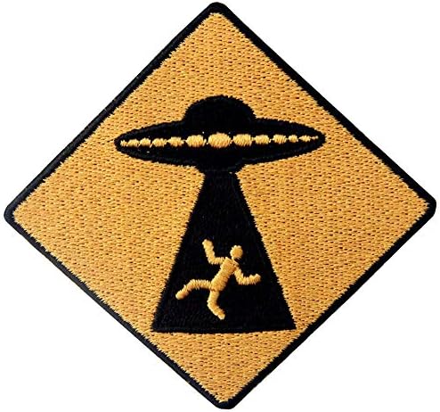 זהירות UFO מופיעה טלאי ברזל תג רקום על תפירה על סמל