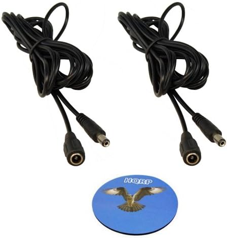 SET HQRP: 2 יחידות 10 רגל 2.1 ממ x 5.5 ממ כבלים להארכת חשמל זכר לנקבה DC עבור מצלמת טלוויזיה במעגל סגור/מקליט/צג/מדפסת