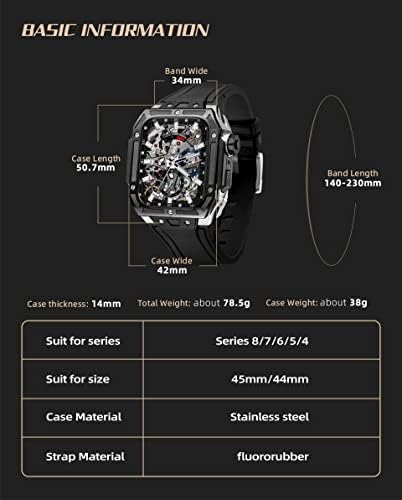 רצועת סיליקון של Kanuz לרצועת Apple Watch 44/45 ממ צמיד ， מארז הגנה מחוספס אטום לשריטות ， עבור IWatch Ultra 8 7 6 5 4 SERES