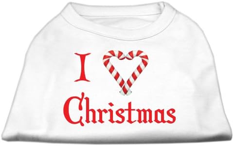 מיראז ' מוצרים לחיות מחמד 10-אינץ אני לב חג המולד מסך הדפסת חולצות עבור חיות מחמד, קטן, לבן