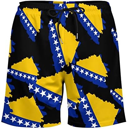 בוסניה והרצגובינה דגל מפת גברים בגד ים עם דחיסת אוניית 2 ב 1 מהיר יבש חוף מכנסיים קצרים עם כיסים