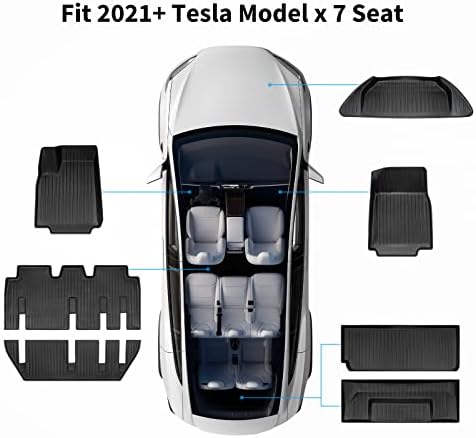 Hansshow Fit Tesla Model X 2022 2023 מחצלת רצפה 7 מושבים פרימיום כל מזג האוויר נגד סליפ ספינות רצפה אטומות למים מטען אחורי מחצלת