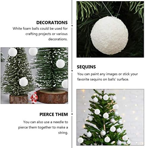 כדורי קצף מלאכה לבנים של נובובסטי קישוט קצף תליה לחג המולד לקישוט עץ חג המולד 6 סמ עיצוב חג המולד