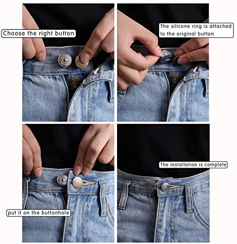 12 מחשבים מכנסיים כפתור מאריך לגברים או נשים לחצני הרחבת המותניים למכנסי ג'ינס, צווארונים, אזיקים ללא תפירה כפתורים נשלפים למתכת