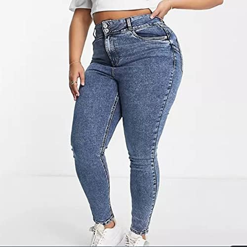 מכנסיים גדולים לנשים מכנסיים גדולים כפתור כפול אופנתי כותנה מותניים גבוהים סחר חוץ ג'ינס רגל קטנה