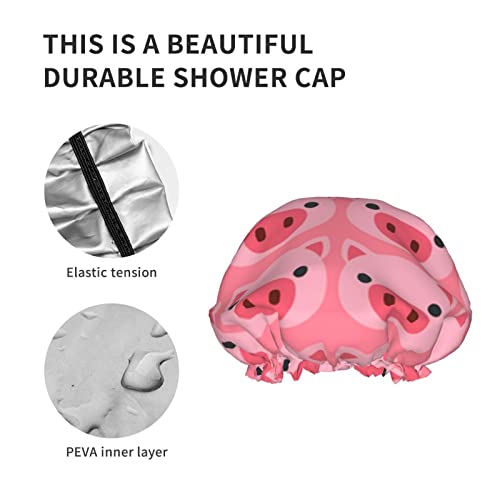 נשים לשימוש חוזר כובע שיער שולי שיער פנים חזיר חמוד פנים מצחיקות שכבות כפולות אטומות למקלחת כובע אמבטיה