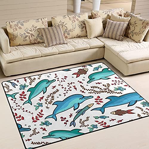 דפוס דגים דולפין שטיחים שטיחים גדולים של שטיחי פליימה שטיח לילדים משחק חדר שינה חדר חדר שינה 80 x 58 אינץ ', שטיח תפאורה