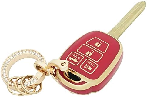 כיסוי פוב מפתח לטויוטה עם מחזיק מפתחות רך מכונית רכה מכונית מפתח מגן מארז תואם לקאמרי קורולה Rav4 Highlander Avalon Corolla
