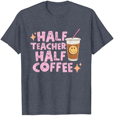 רטרו מגניב חצי מורה חצי קפה שמח מורה של יום חולצה