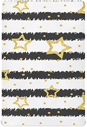 כוכבי זהב הפשטו גיליונות עריסה לבנים חבילות חבילות ומשחקים סדינים סופר -רך מיני עריסה מצוידת לעריסה עריסה סטנדרטית