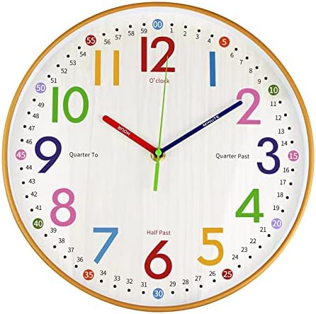 שעון למידה של Vreaone לילדים שעון קיר חינוכי בגודל 10 אינץ