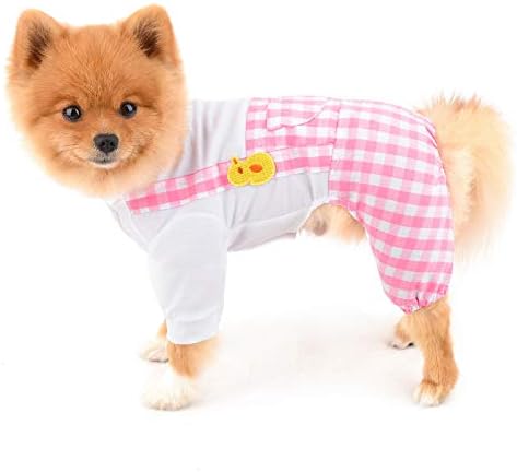 תלבושות כלבים תשלום עבור כלבים קטנים בנות בנות חולצות קיץ עם מכנסיים משובצים סרבלים לבוש אחד לחתיכה לחתולים