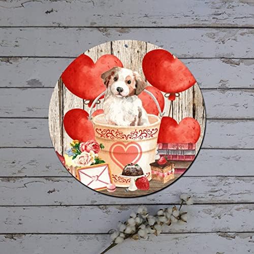 מתכת עגולה יום האהבה שלטי זר שלטי שפרינגר אדום בלון אדום בלון עץ דגן חיות מחמד חובבי כלבים שלט פח חתונה תלויה