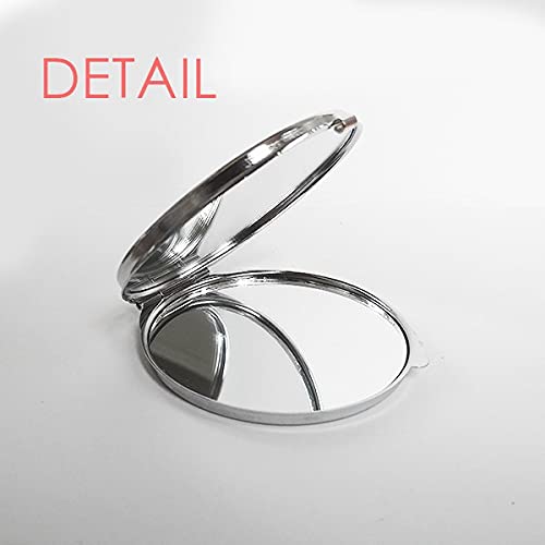 סגול דקורטיבי קלאסי פרחוני דפוס יד קומפקטי מראה עגול נייד כיס זכוכית