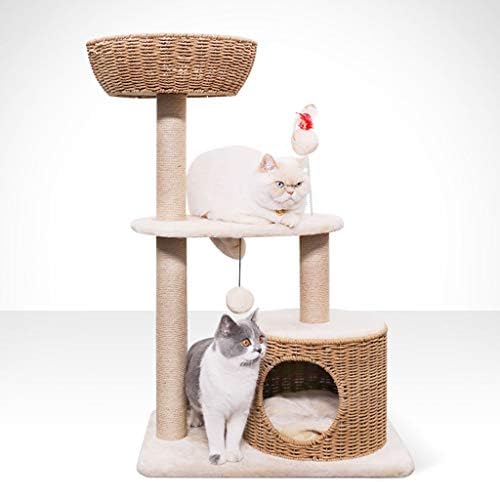 עוגן 1 חתול עץ עם סיסל-מכוסה מגרד הודעות, חבל טבעי קערה בצורת עם מוט חתול הדירה